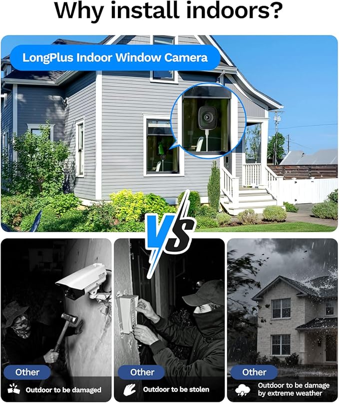LongPlus 5MP Safe View Window Camera: 2 Packs 3K Window Cameras - Image 2