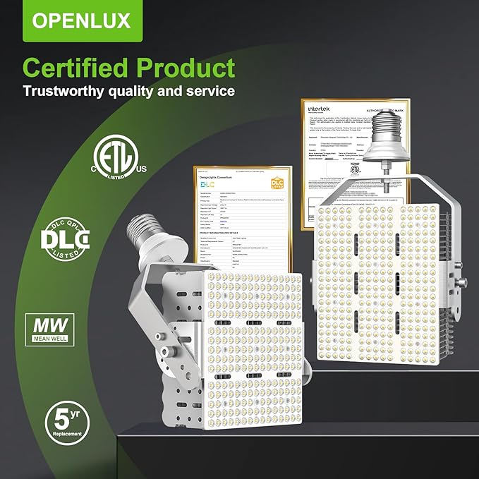 OPENLUX LED Shoebox Retrofit Kit 240W 34800LM E39 Mogul Base ETL DLC Listed - Image 7