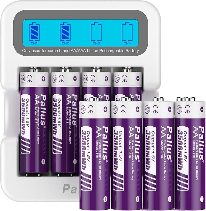 Pallus 1.5v Lithium AA Rechargeable Batteries by Pallus
