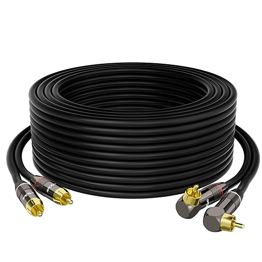 RCA Cable 6 FT, 90 Degree Right Angle 2RCA to 2RCA Stereo Audio Cable, Zinc by Mygatti