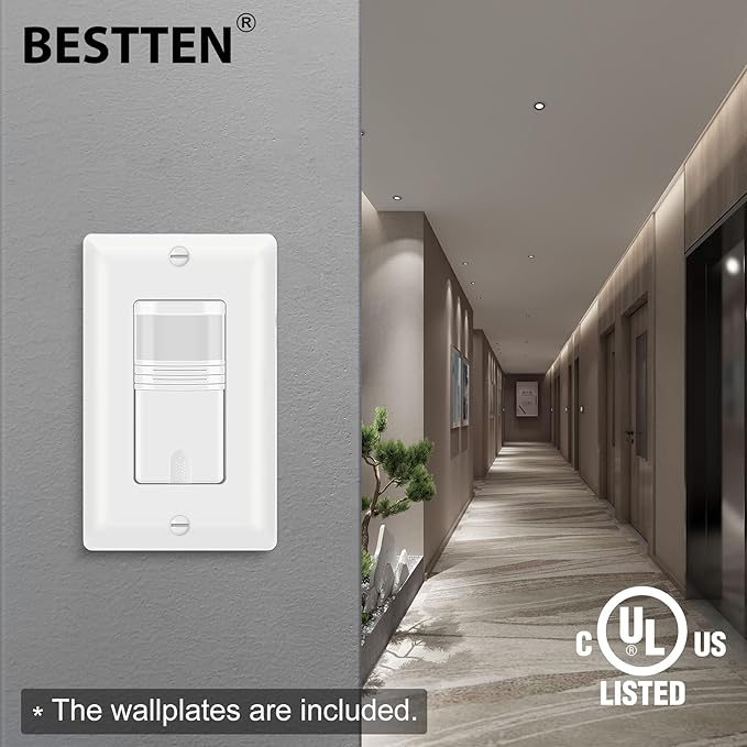 BESTTEN 5 Pack Motion Sensor Light Switch, PIR Vacancy & Occupancy, 800W 1/6 HP - Image 6