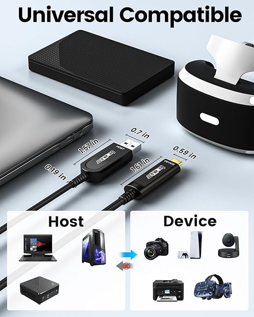 GeoHN.G USB A to USB C Fiber Optic Cable 30M/100FT, USB 3.2 10Gbps Long - Image 5