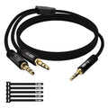 Kxable 1/8 Inch TRS Stereo Y Splitter Cable 2FT, 3.5mm Male to 2-Male by Kxable