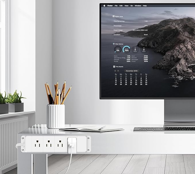 45W USB-C Fast Charging Under Desk Power Strip, 12 Outlet Mountable Power Strip - Image 6
