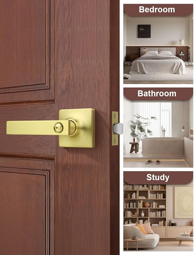 Mengico 4 Pack Gold Privacy Lever Door Handle Interior - Image 6