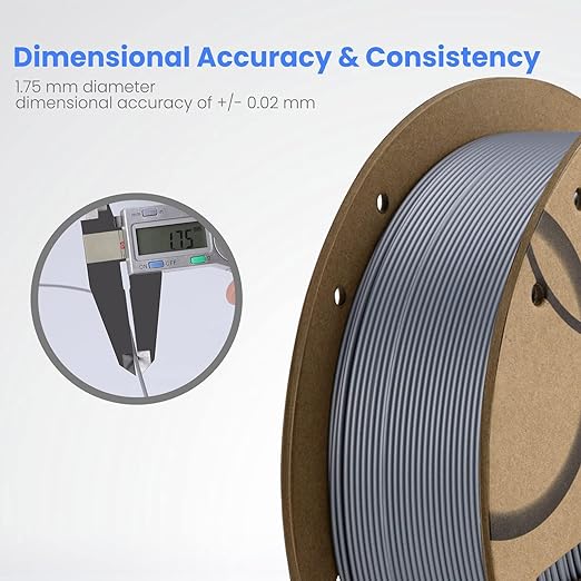 ELEGOO PLA Filament 1.75mm Gray 2KG, 3D Printer Filament Dimensional Accuracy - Image 3