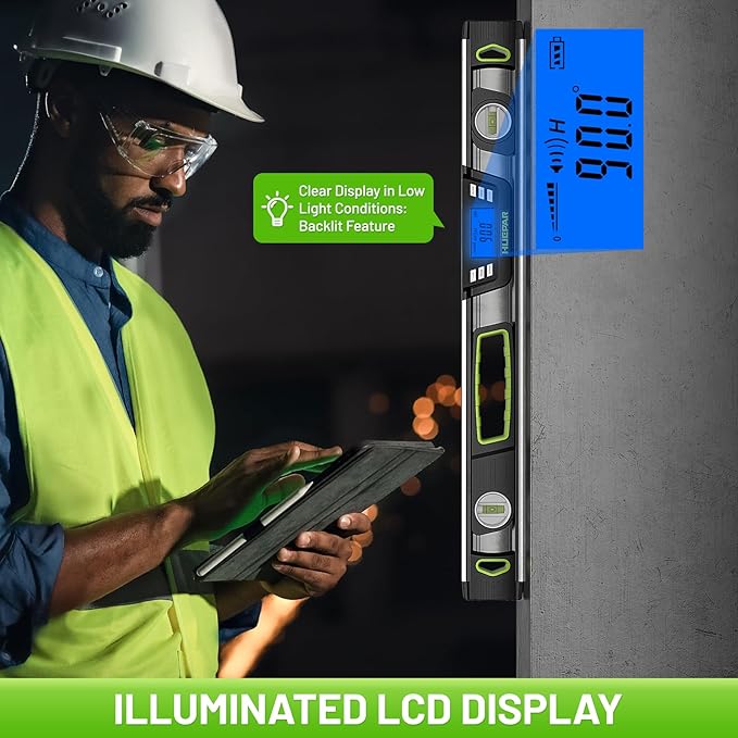 Huepar 24-Inch Digital Level, Professional Magnetic Electronic Torpedo Level - Image 7