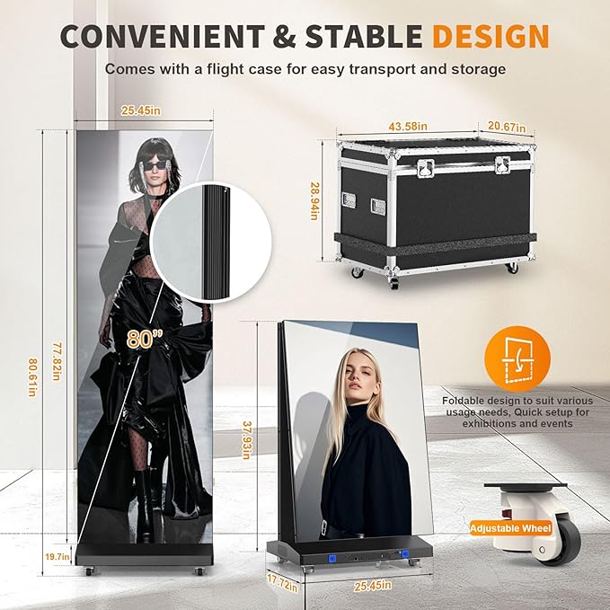 JASZDOT 80" Seamless Splicing LED Display, Foldable Poster Screen - Image 6