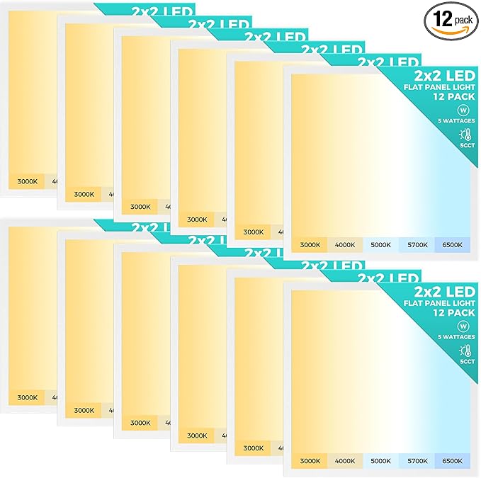 Aphyni 12 Pack 2x2 LED Flat Panel Light, Dimmable Office Kitchen Flush Mount by Aphyni