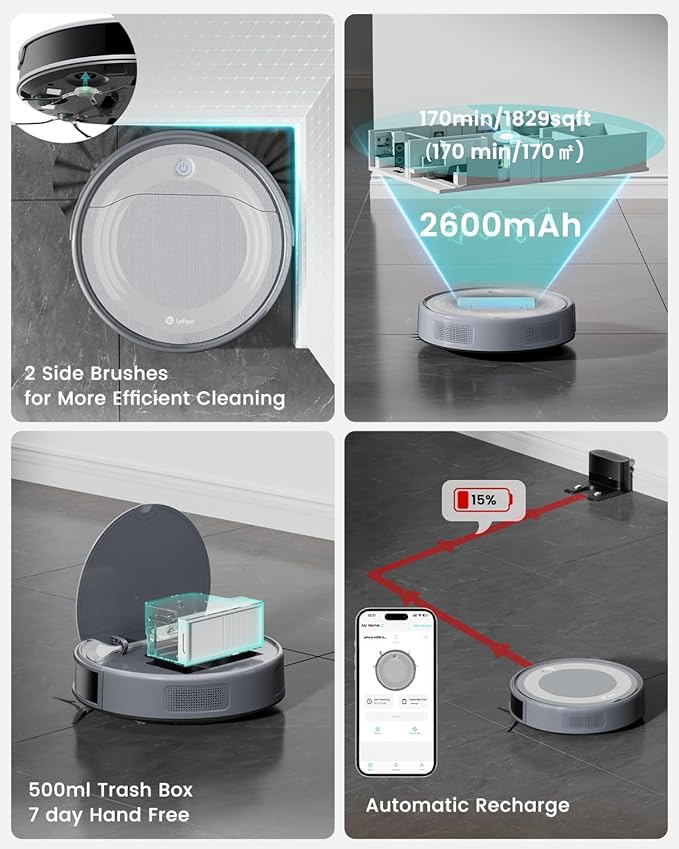 Lefant M310 Ultra Robot Vacuum and Mop, 6000Pa Suction-Slim Robotic Cleaner - Image 9