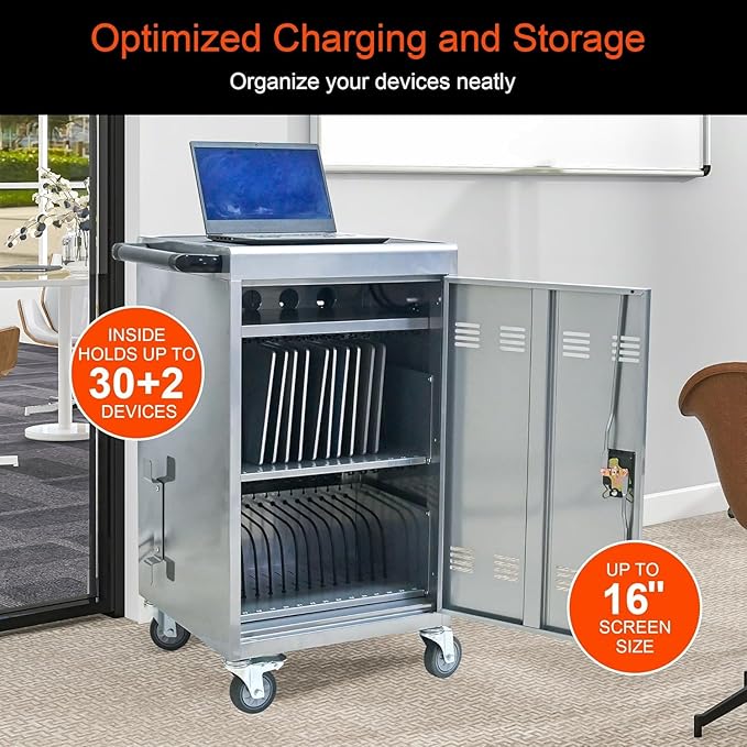 Aokleo 32 Devices Laptop Charging Cart, Tablet Storage Carts - Image 5