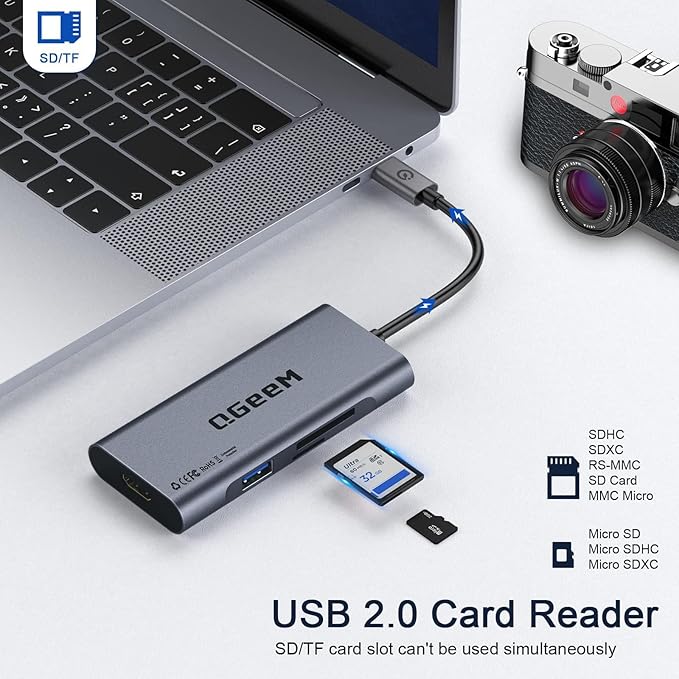 USB C Hub, QGeeM USB 4k to HDMI Adapter, 7 in 1 USB-C Dongle - Image 7