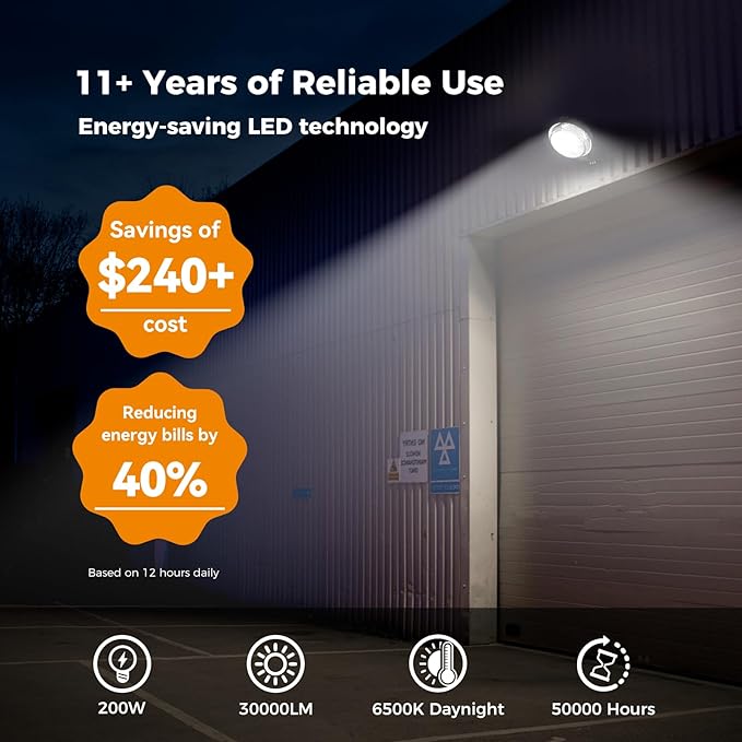 AIKVSXER 200W LED Barn Light 30000LM Dusk to Dawn Photocell LED Outdoor Area - Image 3