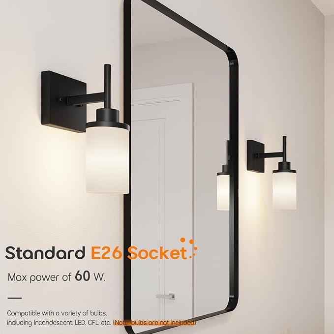 AONEON Wall Light Fixtures Matte Black Bathroom Vanity Lights Over Mirror - Image 4