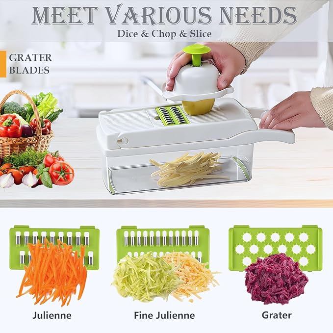 Pro-Series 20-in-1 Vegetable Chopper, Dewpeton Mandoline Slicer, Veggie Chopper - Image 3