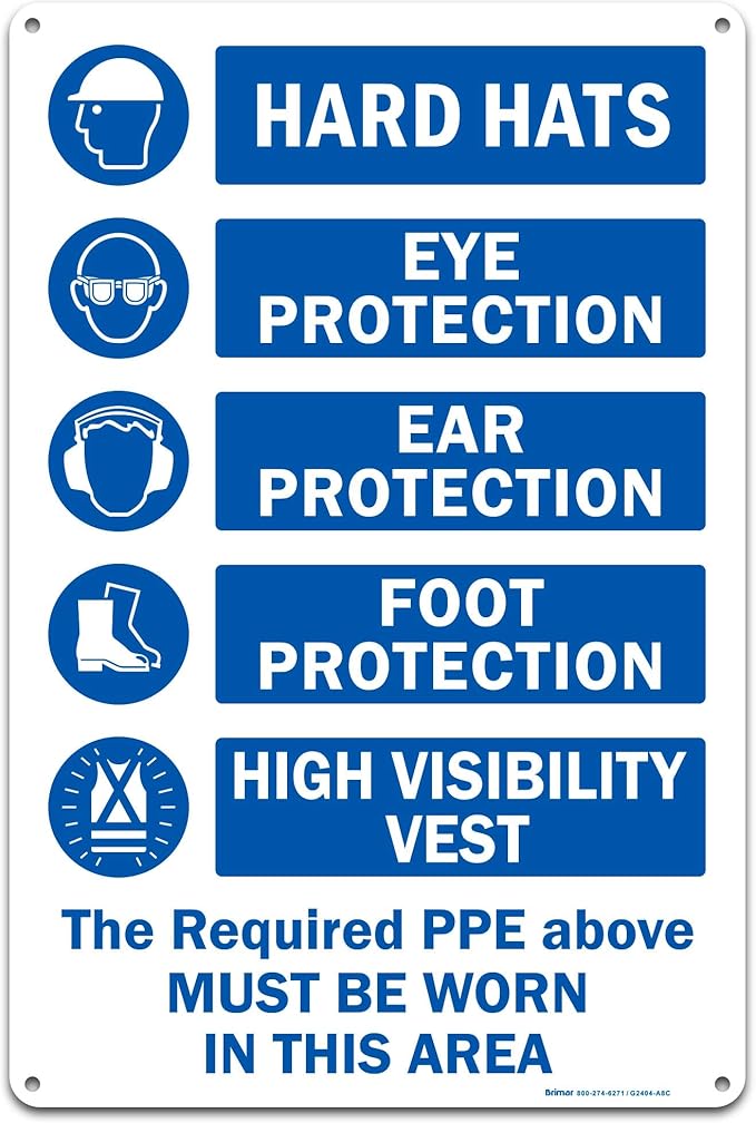 Brimar - 12" x 18" - The Required PPE Must Be Worn Sign - .055″ Polyethylene by BrimarIndustries