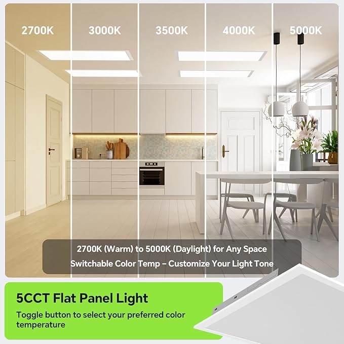 2x2 LED Light Flat Panel, 40/35/30/25/20W, 5 Color Temps 2.7K/3K/3.5K/4K/5K - Image 4