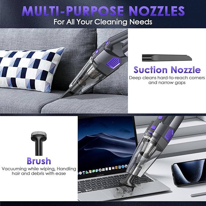 Gxzsk Handheld Vacuum Cordless, 15000PA Strong Suction Hand Held Car Vacuum - Image 3