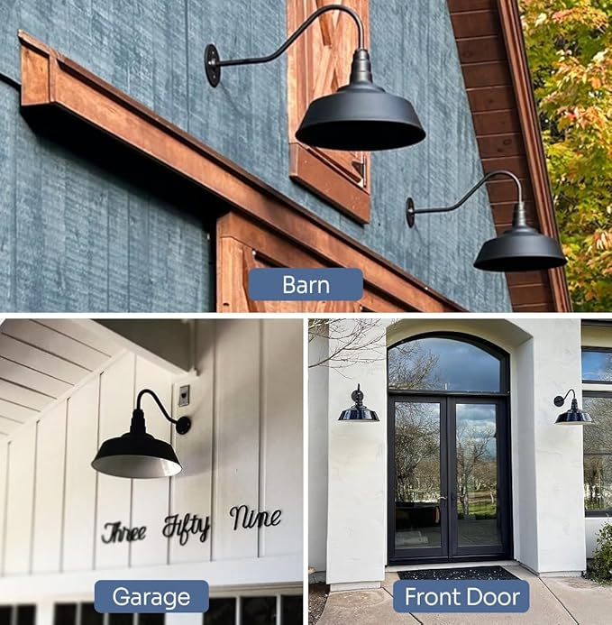 Steel Lighting Co. Large Outdoor Barn Light | Gooseneck Light Fixture | Made in - Image 3