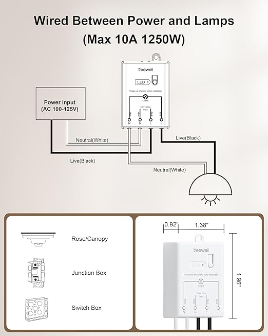 TREEWELL Wireless Light Switch and Receiver Kit, Decorator Rocker Wall Switch - Image 6