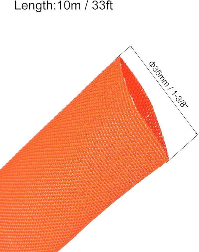 MECCANIXITY Braided Cable Sleeves Heat Shrinkable Fabric Sleeving, 1 3/8" 33ft - Image 2