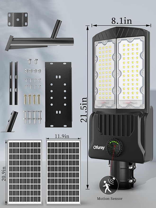 Ofuray OL-9600W Solar Street Lights Outdoor, Parking Lot Lights Commercial Dusk - Image 8
