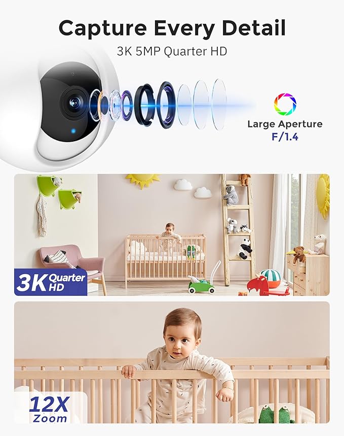 Hugolog 3K 5MP Indoor Pan/Tilt Security Camera - Image 3