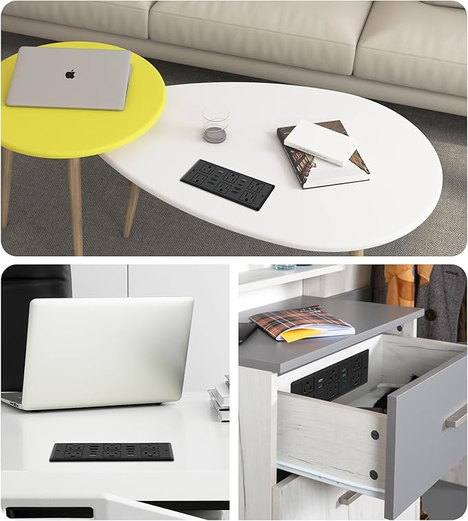 Recessed Power Strip with 45W USB C, Furniture Desk Flush Mount Outlet - Image 6