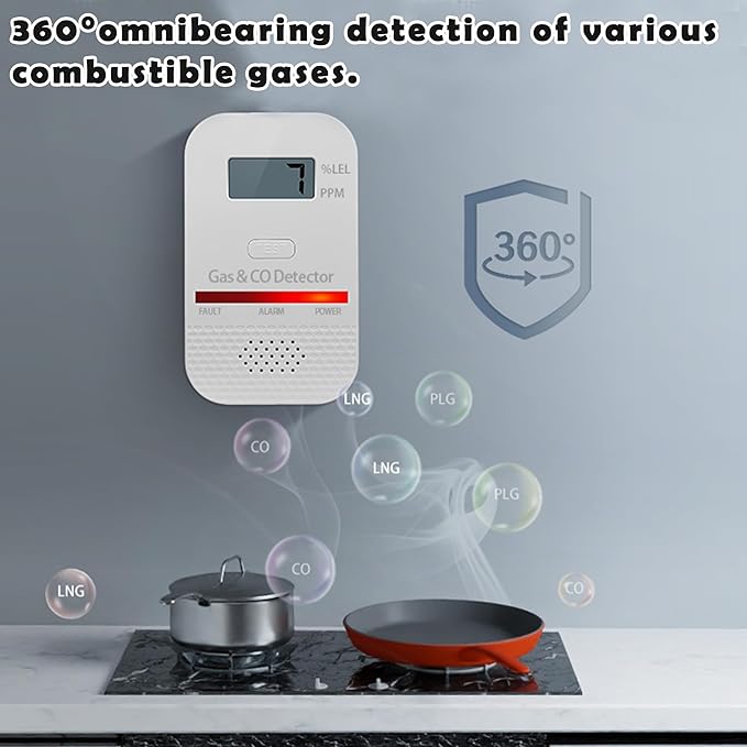 5PCS 2-in-1 Carbon Monoxide and Combustible Gas Detectors Combination, Plug in - Image 2