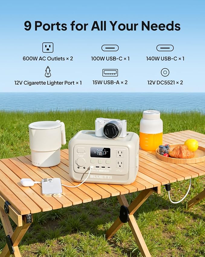 BLUETTI Elite 30 V2 Portable Power Station, 288Wh LiFePO4 Battery Backup 600W - Image 4
