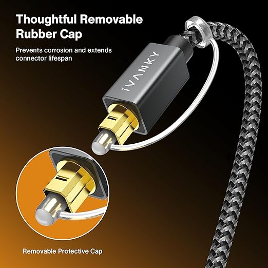 IVANKY Digital Optical Audio Cable 6ft/1.8M, Slim Nylon Braided Audio Optical - Image 7