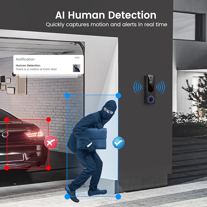 VanaOrbi 1080p WiFi Video Doorbell Camera Wireless, Battery Powered, AI Human - Image 4