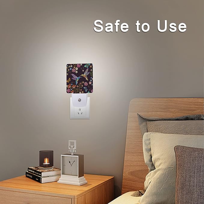 Smoaffly Vintage Hummingbird Butterfly Flowers Night Light Plug-in LED - Image 6