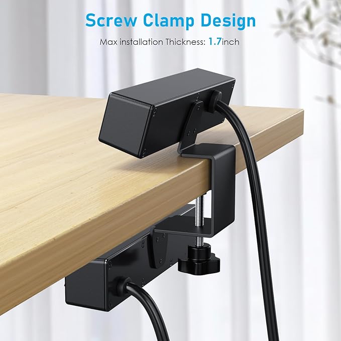 Dual Layer Desk Clamp Power Strip Surge Protector, Under Desk Power Strip - Image 5