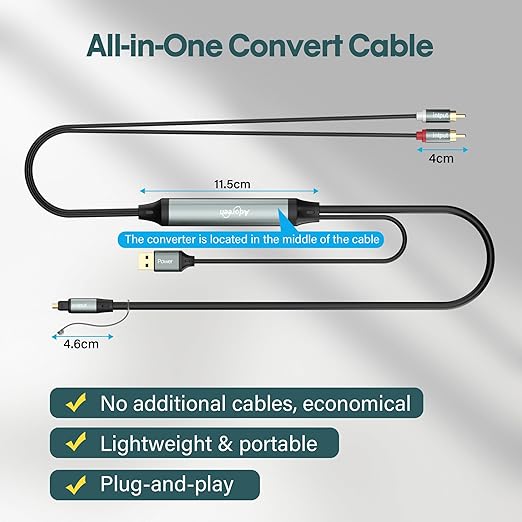 Adoreen Unidirectional 2 RCA Input to SPDIF/Toslink Output Optical Adapter - Image 4