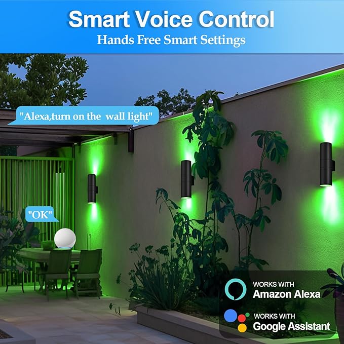 wowlite RGB Up and Down Lights Outdoor Wall Sconce 4 Pack, Smart Color Changing - Image 6