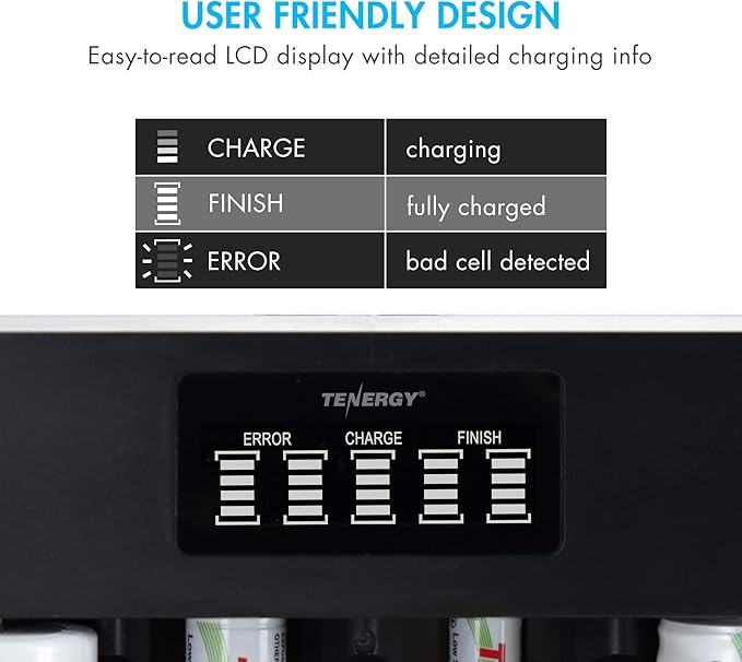 Tenergy 4 Pack Centura Lite D Size Batteries and TN486U 5-Bay Universal Battery - Image 7