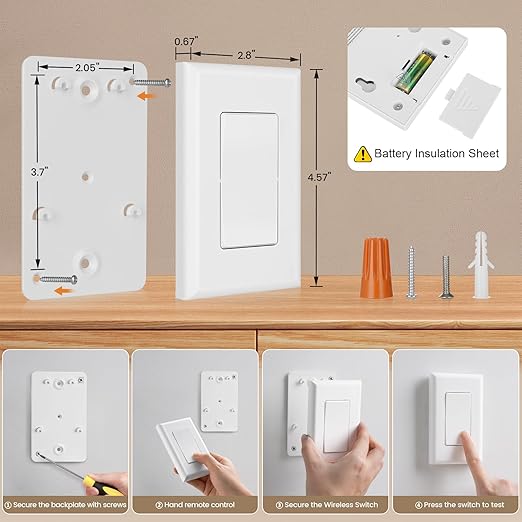 SURAIELEC Wireless Wall Switch Remote Control Outlet, No Wiring Needed - Image 7