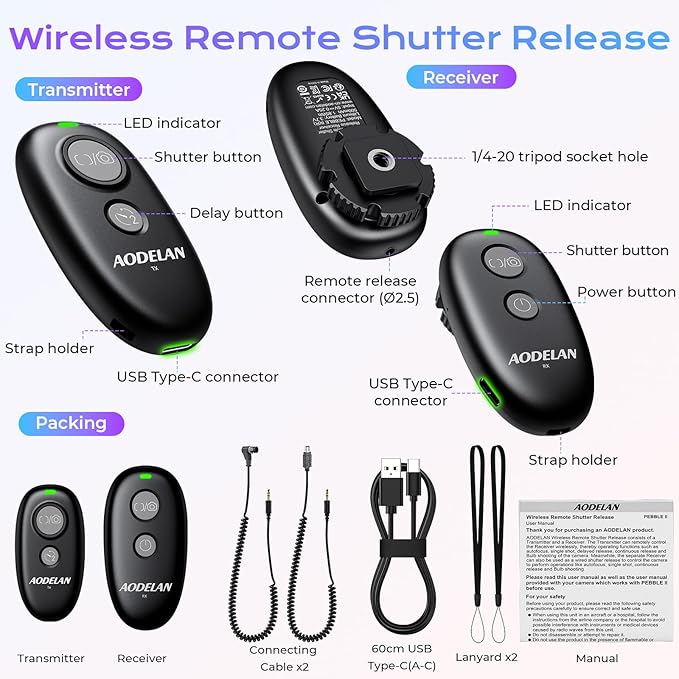Upgraded USB-C Rechargeable Wireless Camera Remote Control Shutter Release – - Image 9