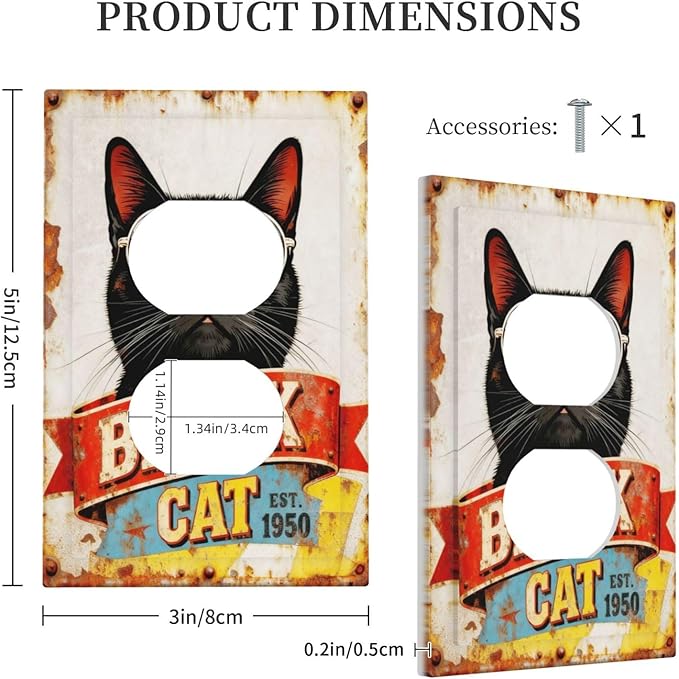 Bvtewkhz Black Cat Vintage Duplex Outlet Decorative Outlet Covers Light Switch - Image 5
