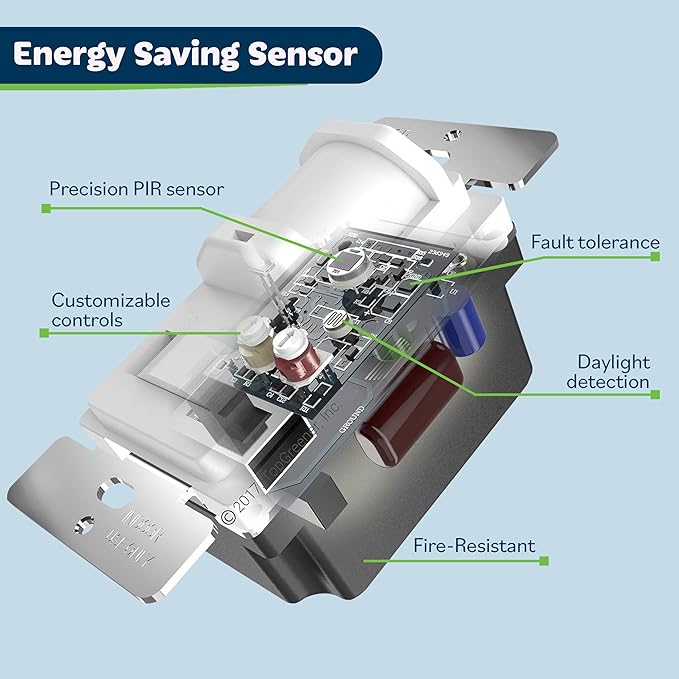 TOPGREENER In-Wall PIR Motion Sensor Light Switch, Single Pole Occupancy Sensor - Image 7