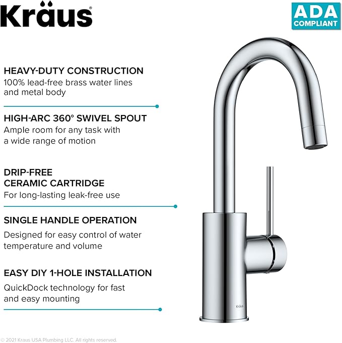 KRAUS Oletto Single Handle Kitchen Bar Faucet in Chrome Finish, KPF-2600CH - Image 8