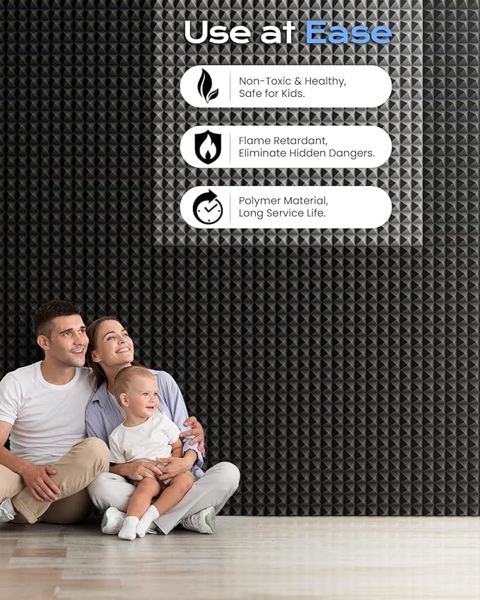 Sonicism Soundproof Wall Panels Self-Adhesive Pyramid 20 Pack, Sound Absorption - Image 7