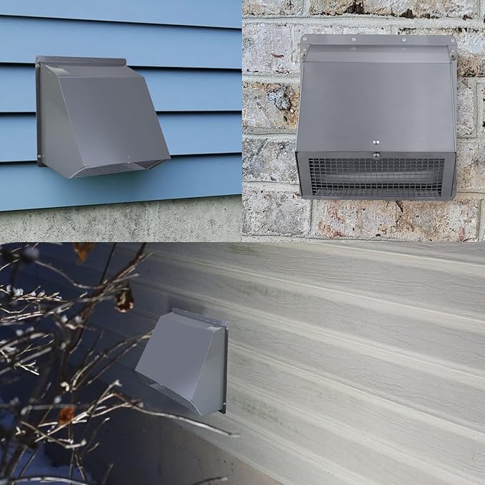 8 Inch Hooded Wall Vent with Screen and Damper, Wall Exhaust Vent Cover Cap - Image 8