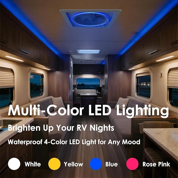 2012 14" RV Roof Vent Fan with Voice Control & 4-Color LED Light, Air Max Ultra - Image 2