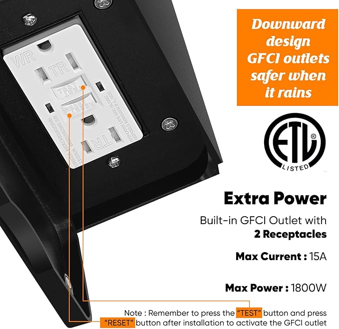 Porch Lights with GFCI Outlet, 3 Modes Oil-Rubbed Bronze Exterior Light - Image 7