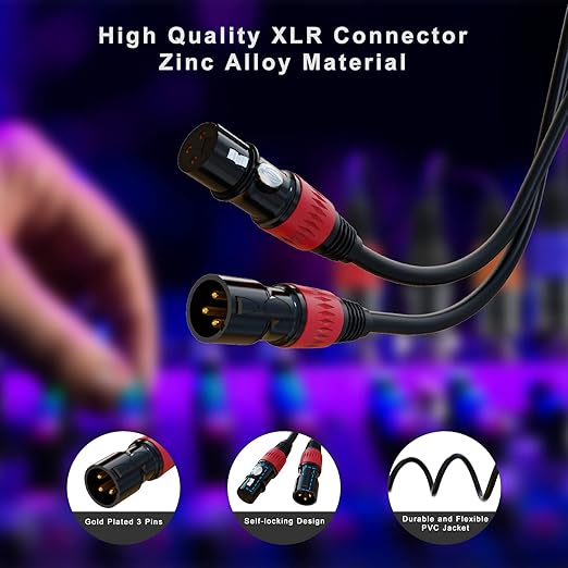 AuxLink XLR Cables 3ft 20Pack, XLR Microphone Cable Mic Cable Male to Female - Image 4