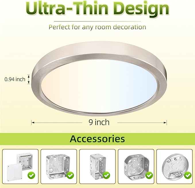 hykolity 9 Inch Selectable CCT LED Round Flat Panel Light, 18W 1800LM - Image 5