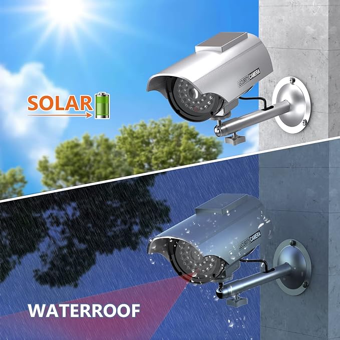 WALI Solar Powered Bullet Dummy Fake Simulated Surveillance Security CCTV Dome - Image 2