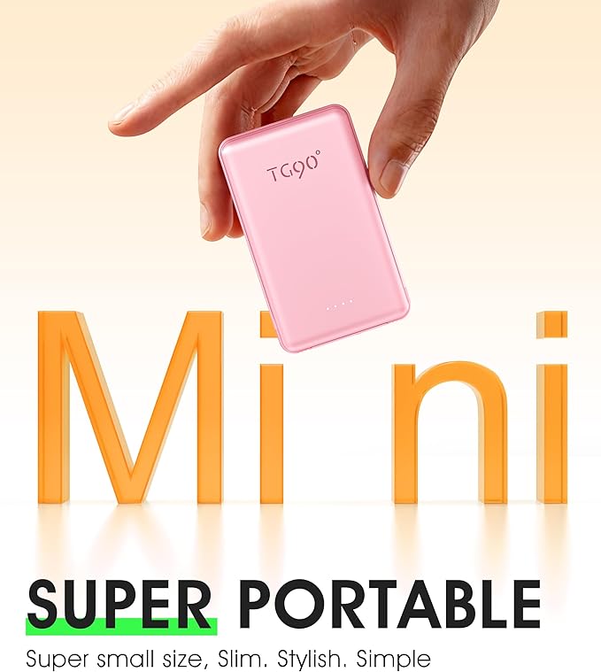 TG90° 2 Pack 5000mAh Portable Charger, Mini Power Bank Built-in Foldable AC - Image 4